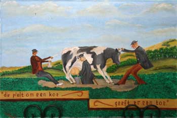 Die pleit om een koe, geeft er een toe.